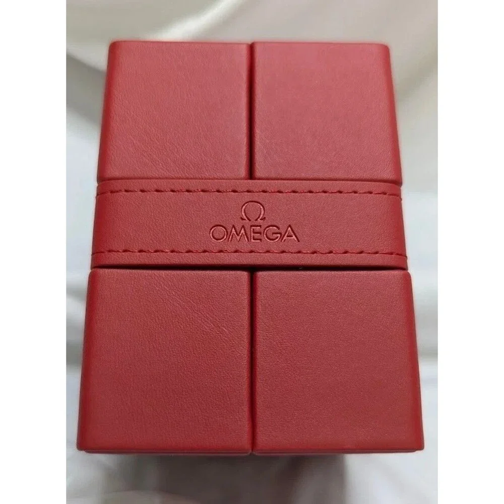 OMEGA Red Leather Watch Storage Travel Box with pillow